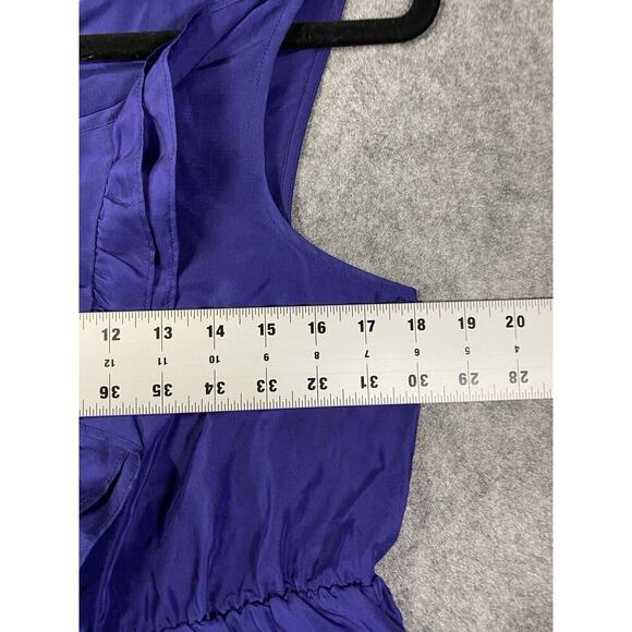 Maeve Dress Womens Small Blue Mini Ruffles 100% Silk Elastic Waist Pockets - Picture 9 of 11